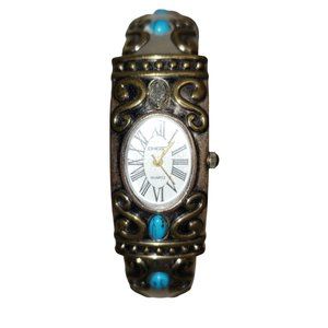 Chico's Jewelry silver & Turquoise Bangle style bracelet quartz watch